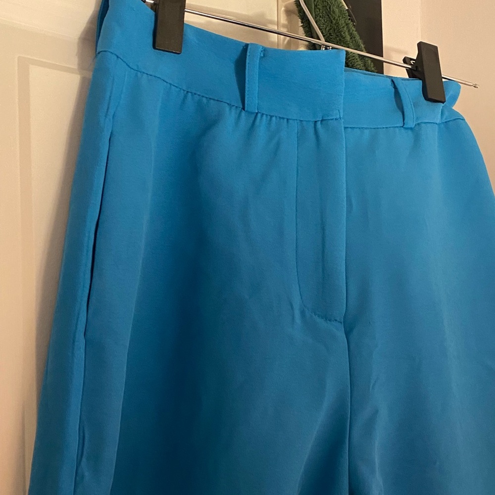 Blue trendy suit pants